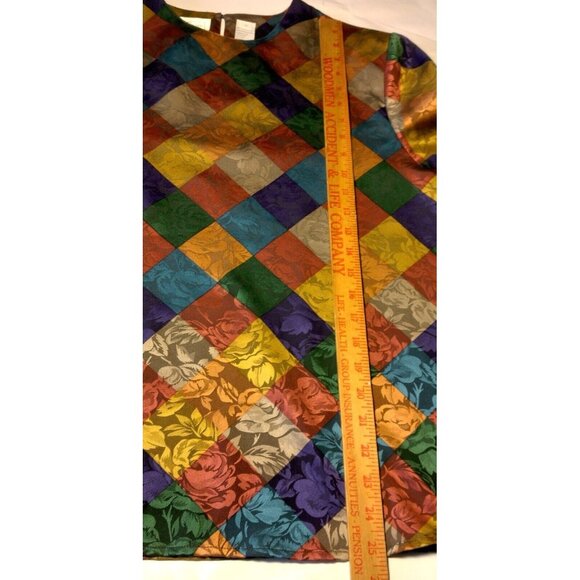 La Chine Classic Blouse Size 12 Satin Polyester Patch Look Rose Long Slv Vintage - Picture 4 of 16